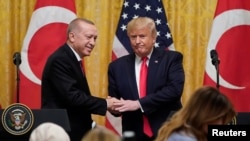 ABD Başkanı Donald Trump ve Cumhurbaşkanı Recep Tayyip Erdoğan'ın 13 Kasım 2019'da Beyaz Saray'da yaptıkları ortak basın toplantısı